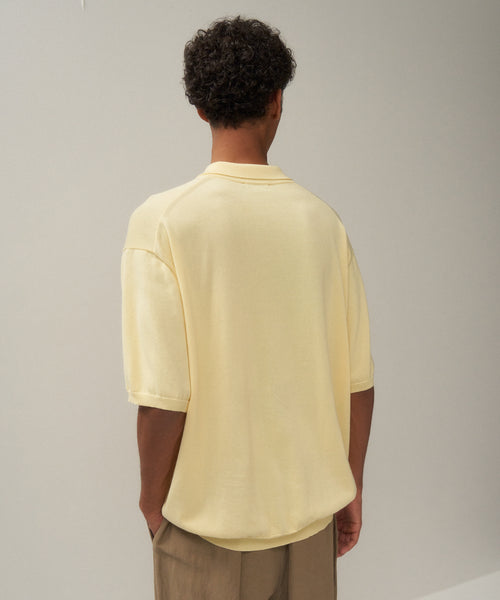 COTTON WASHI KNIT | HALF SLEEVE POLO SWEATER – ATON | エイトン