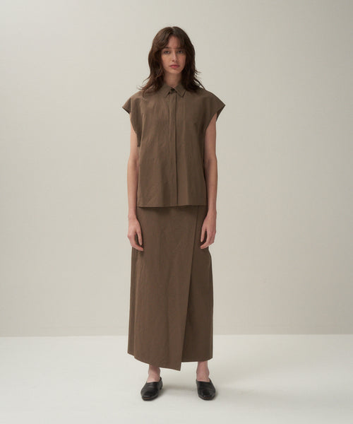 SILK LINEN SHANTUNG | WRAPPED SKIRT – ATON | エイトン