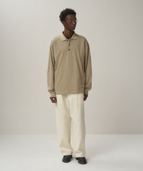 SUVIN DOUBLE JERSEY | LONG SLEEVE BORDER POLO SHIRT – ATON | エイトン