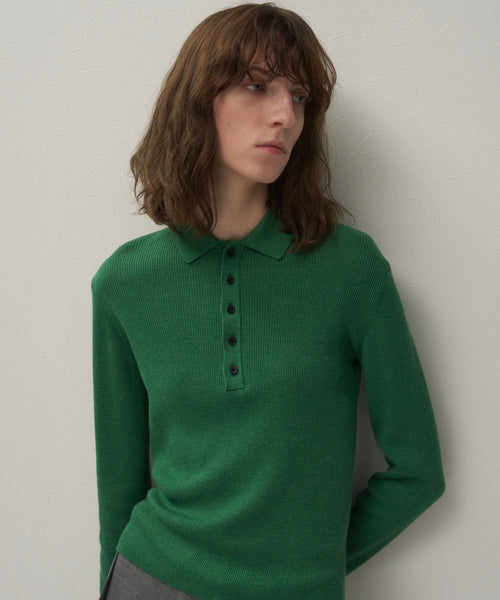 RAMIE WOOL RIB | RIB POLO SWEATER – ATON | エイトン