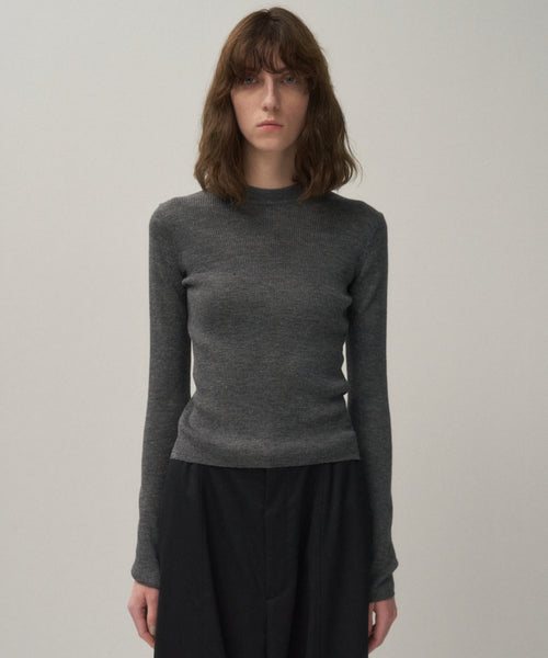 RAMIE WOOL RIB | RIB MOCKNECK SWEATER – ATON | エイトン