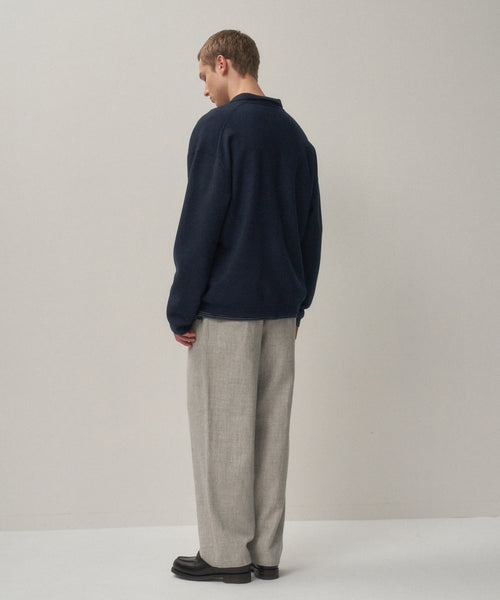 FINE WOOL MELTON | ZIP UP POLO SWEATER – ATON | エイトン
