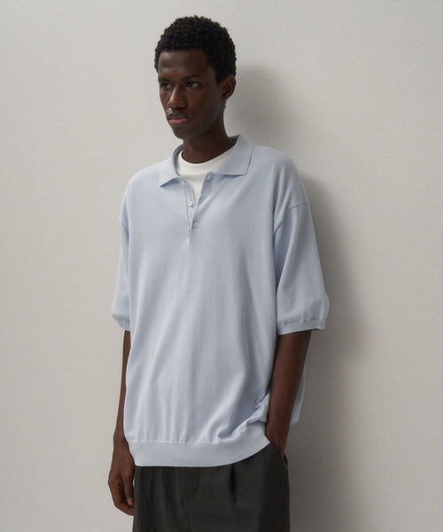 COTTON WASHI KNIT | HALF SLEEVE POLO SWEATER – ATON | エイトン