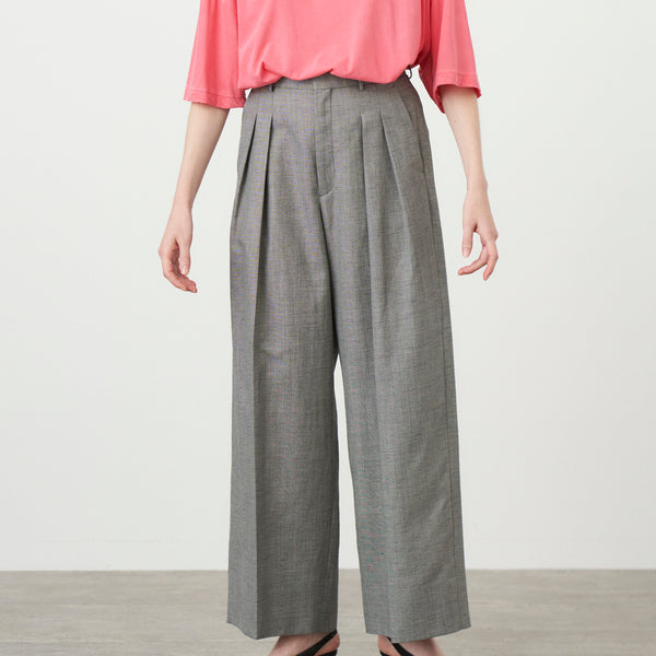 WOOL LINEN SHARKSKIN | WIDE PANTS – ATON | エイトン