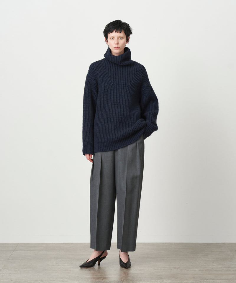 ATON エイトン Wool GABADIN タックワイドパンツ 02 - ファッション