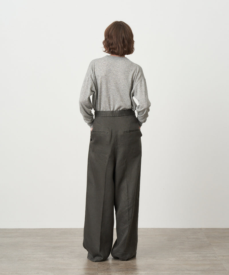 GARMENT DYED LINEN SATIN | WIDE PANTS