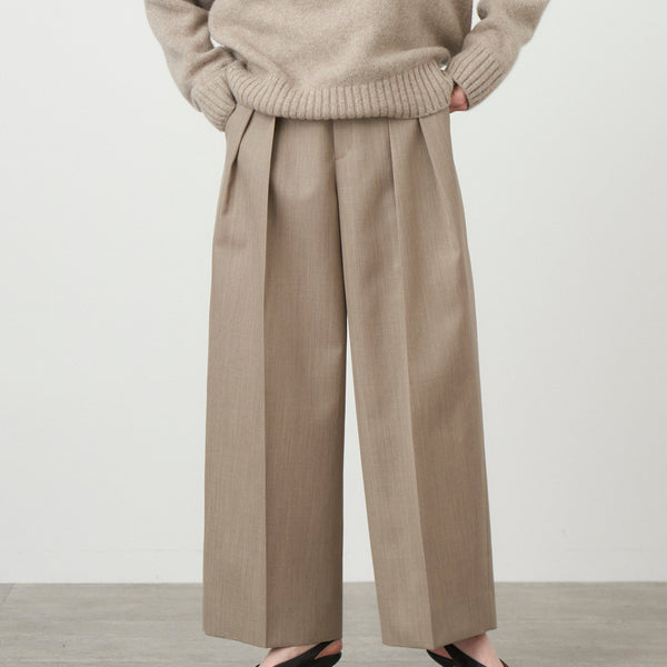 WOOL GABARDINE | WIDE TWO-TUCKED PANTS – ATON | エイトン