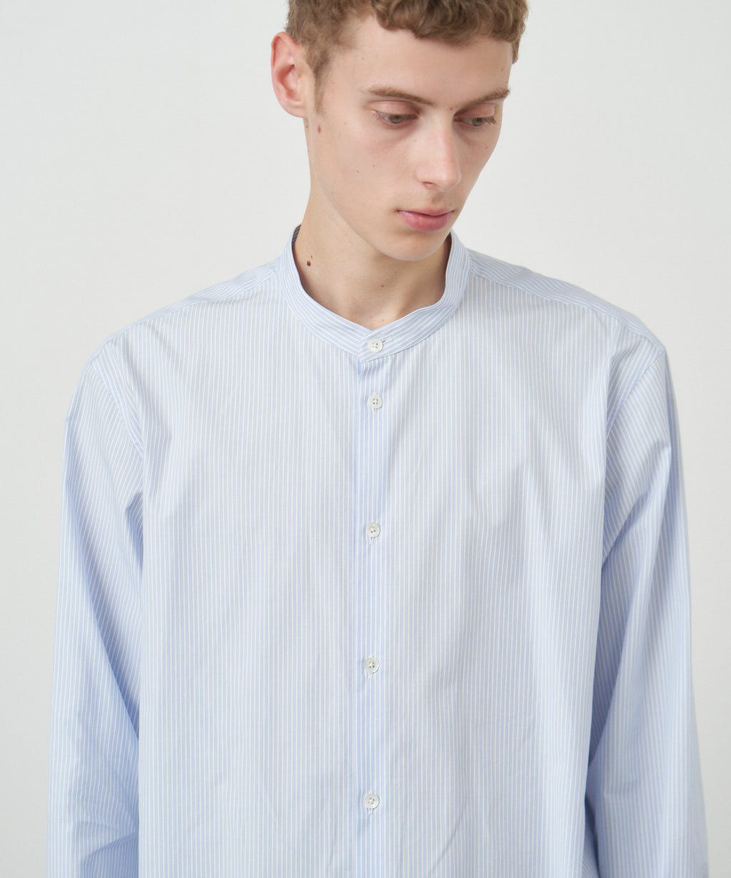 GIZA STRIPE | BAND COLLAR SHIRT