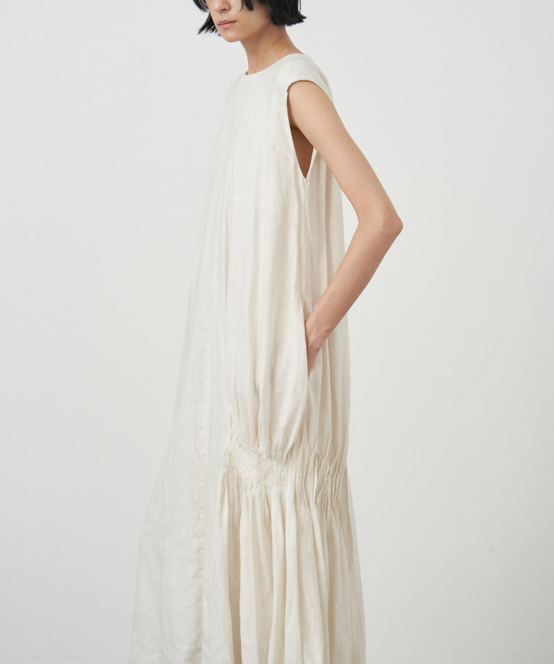 NATURAL DYED LINEN LAWN | SIDE TUCKED DRESS