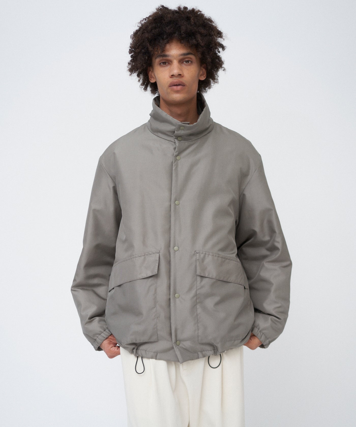 ACRYLIC COATED SILK | PADDED STAND COACH JACKET – ATON | エイトン