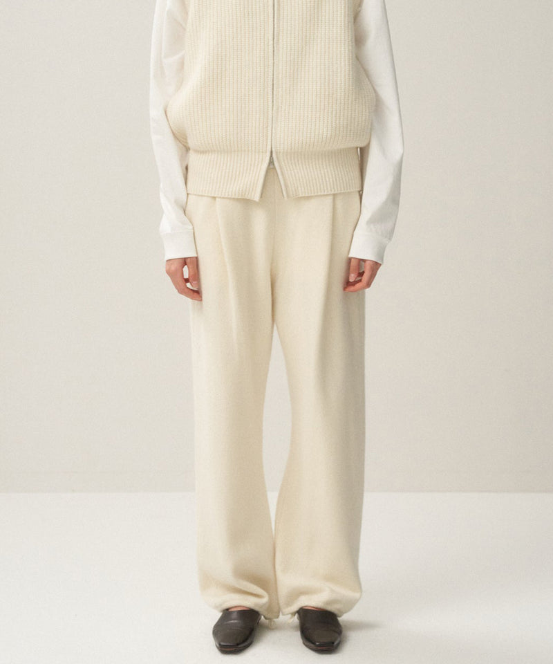 WOOL CASHMERE SILK | TUCKED STRAIGHT PANTS