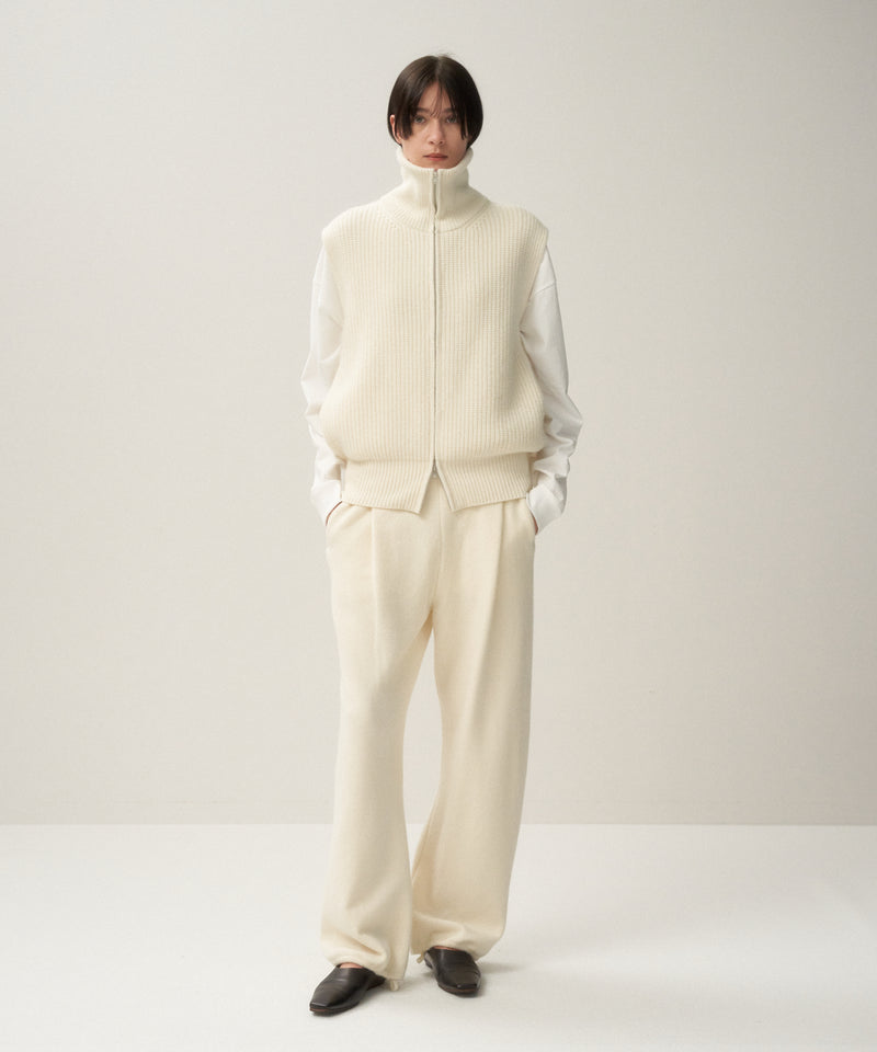 WOOL CASHMERE SILK | TUCKED STRAIGHT PANTS