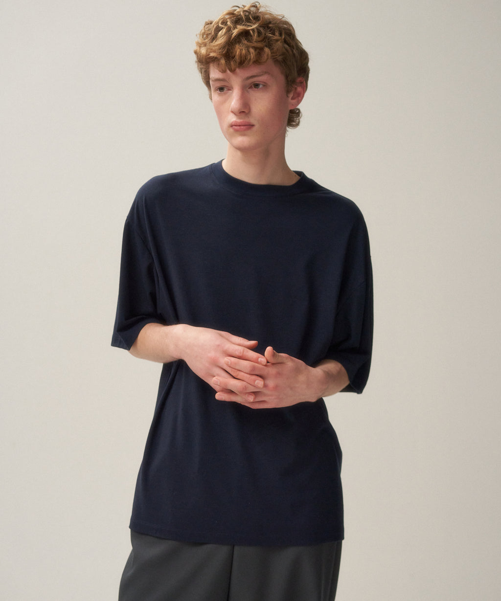 ROYAL WOOL JERSEY | OVERSIZED S/S T-SHIRT – ATON | エイトン