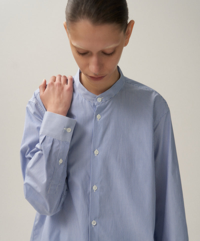 GIZA STRIPE | BAND COLLAR SHIRT