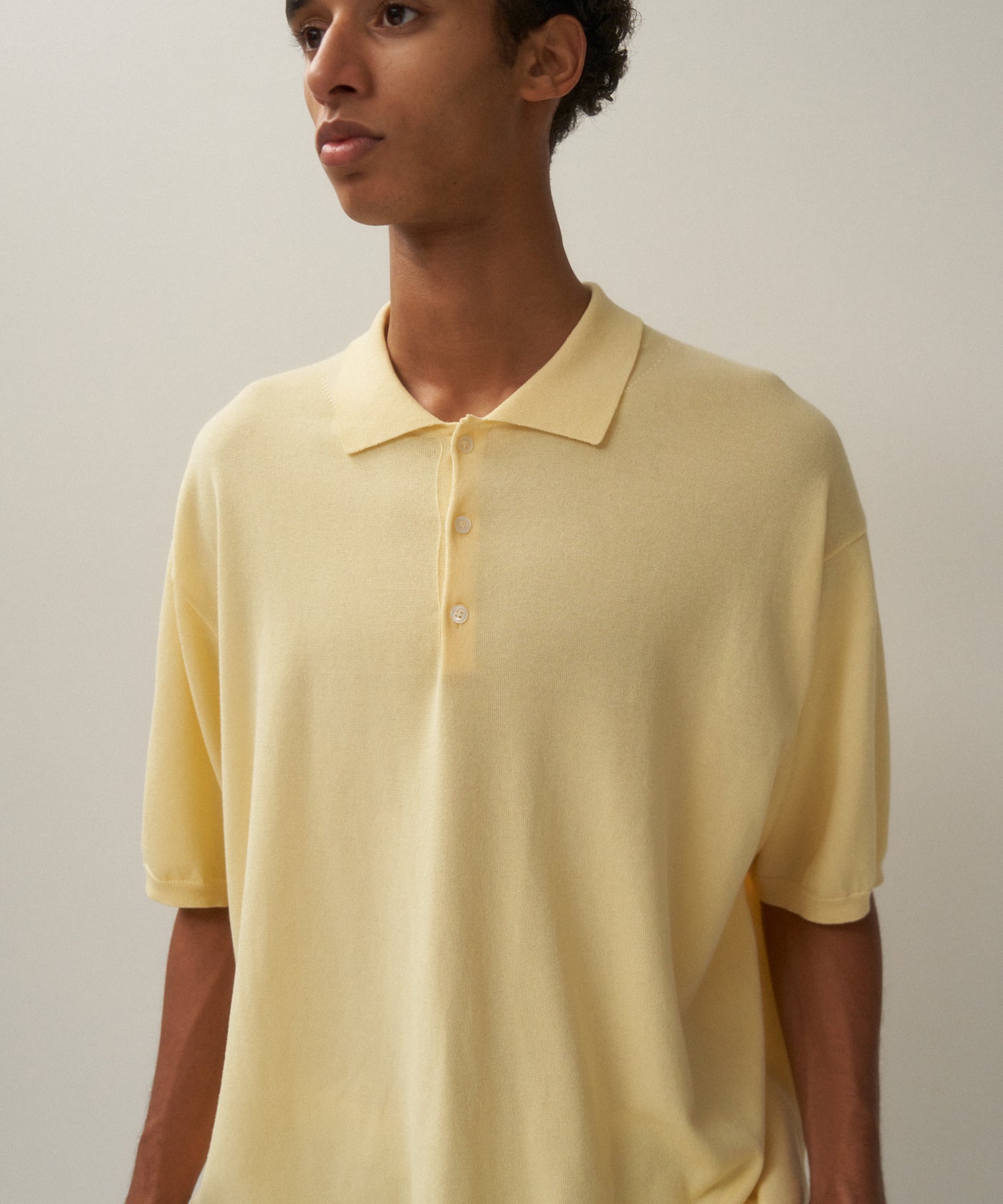 COTTON WASHI KNIT | HALF SLEEVE POLO SWEATER – ATON | エイトン