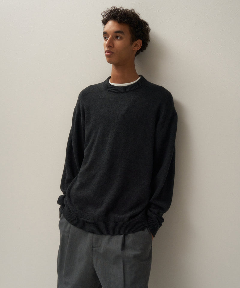 LINEN WOOL TOP | CREWNECK SWEATER