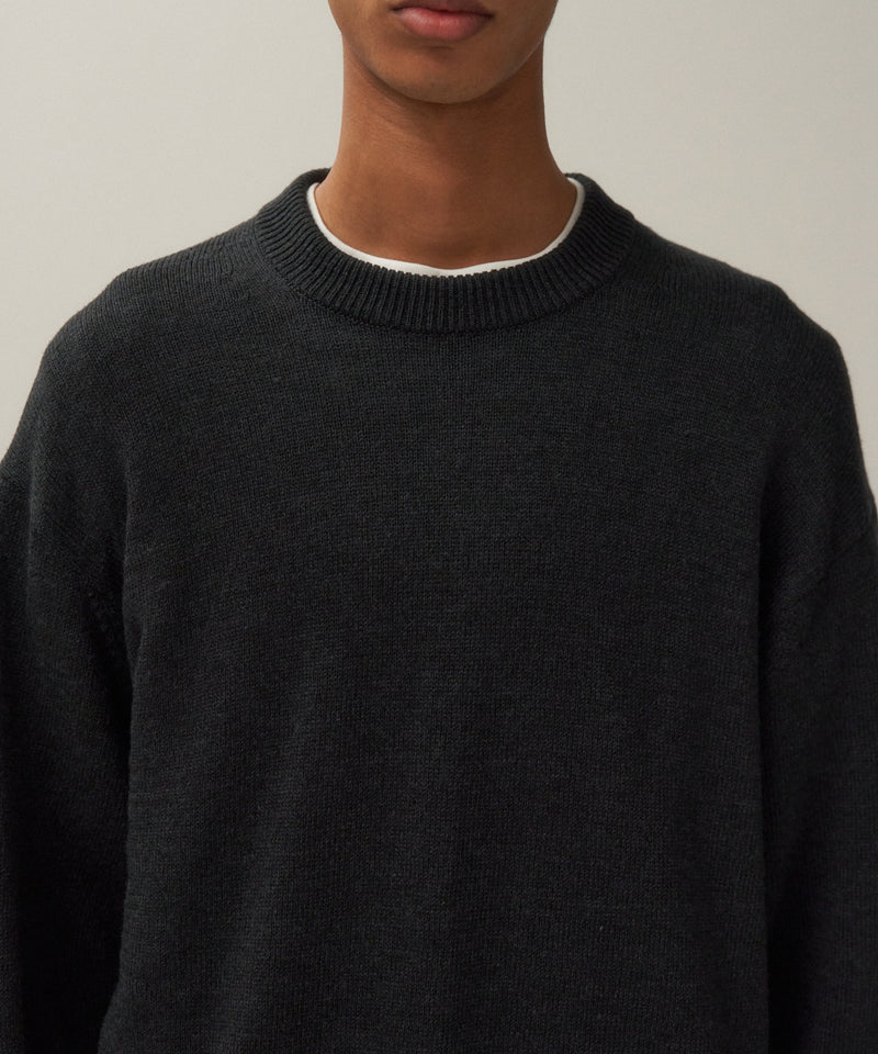 LINEN WOOL TOP | CREWNECK SWEATER