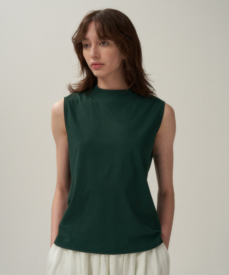 DRY COTTON JERSEY | MOCKNECK SLEEVELESS PULLOVER