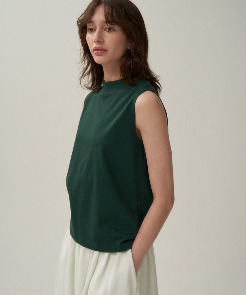 DRY COTTON JERSEY | MOCKNECK SLEEVELESS PULLOVER