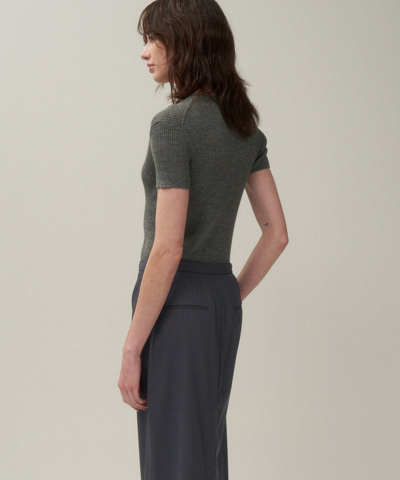 RAMIE WOOL RIB | SHORT SLEEVE SWEATER