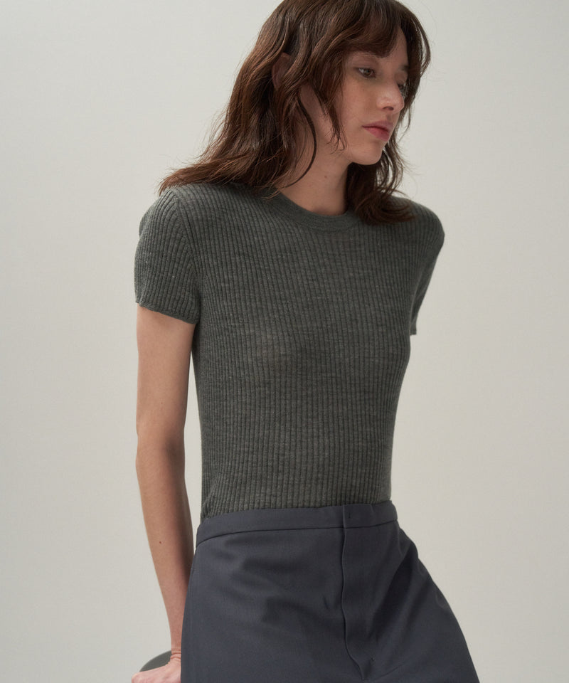 RAMIE WOOL RIB | SHORT SLEEVE SWEATER