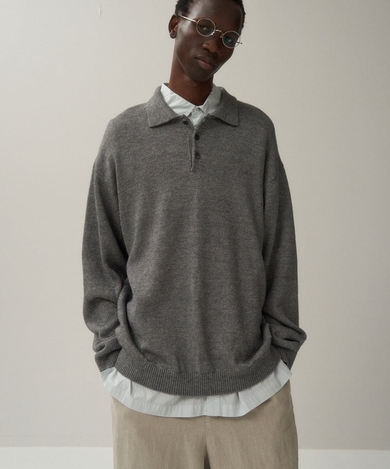 LINEN WOOL TOP | POLO SWEATER