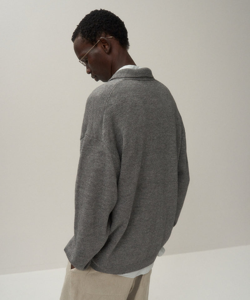 LINEN WOOL TOP | POLO SWEATER