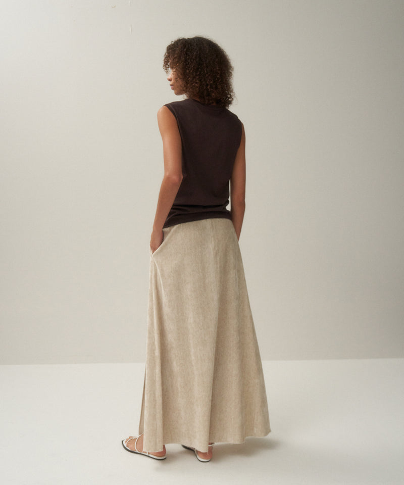 LINEN VELVET | SIDE SLIT SKIRT