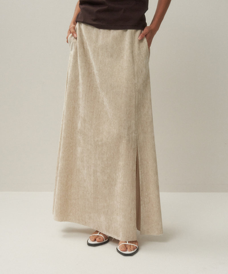 LINEN VELVET | SIDE SLIT SKIRT