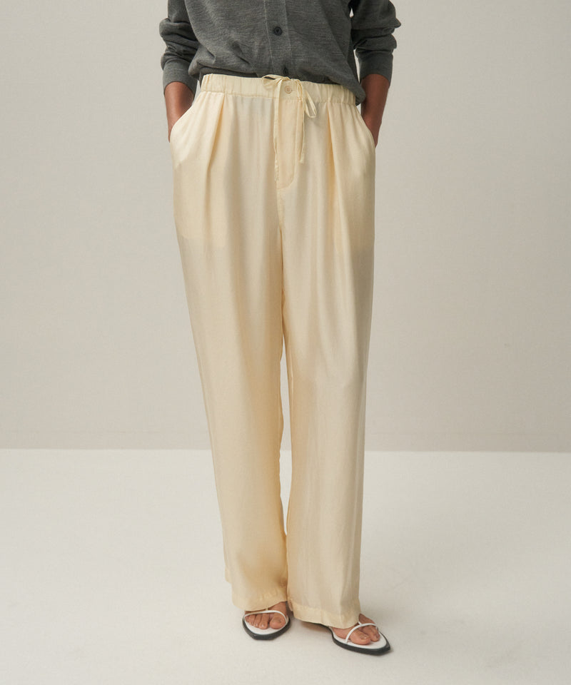 NATURAL DYED SILK TWILL | EASY WIDE PANTS