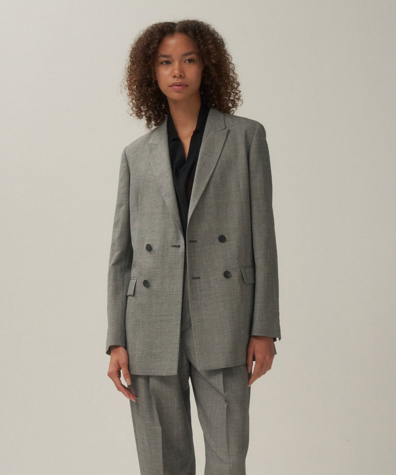 WOOL LINEN SHARKSKIN | DOUBLE-BREASTED JACKET