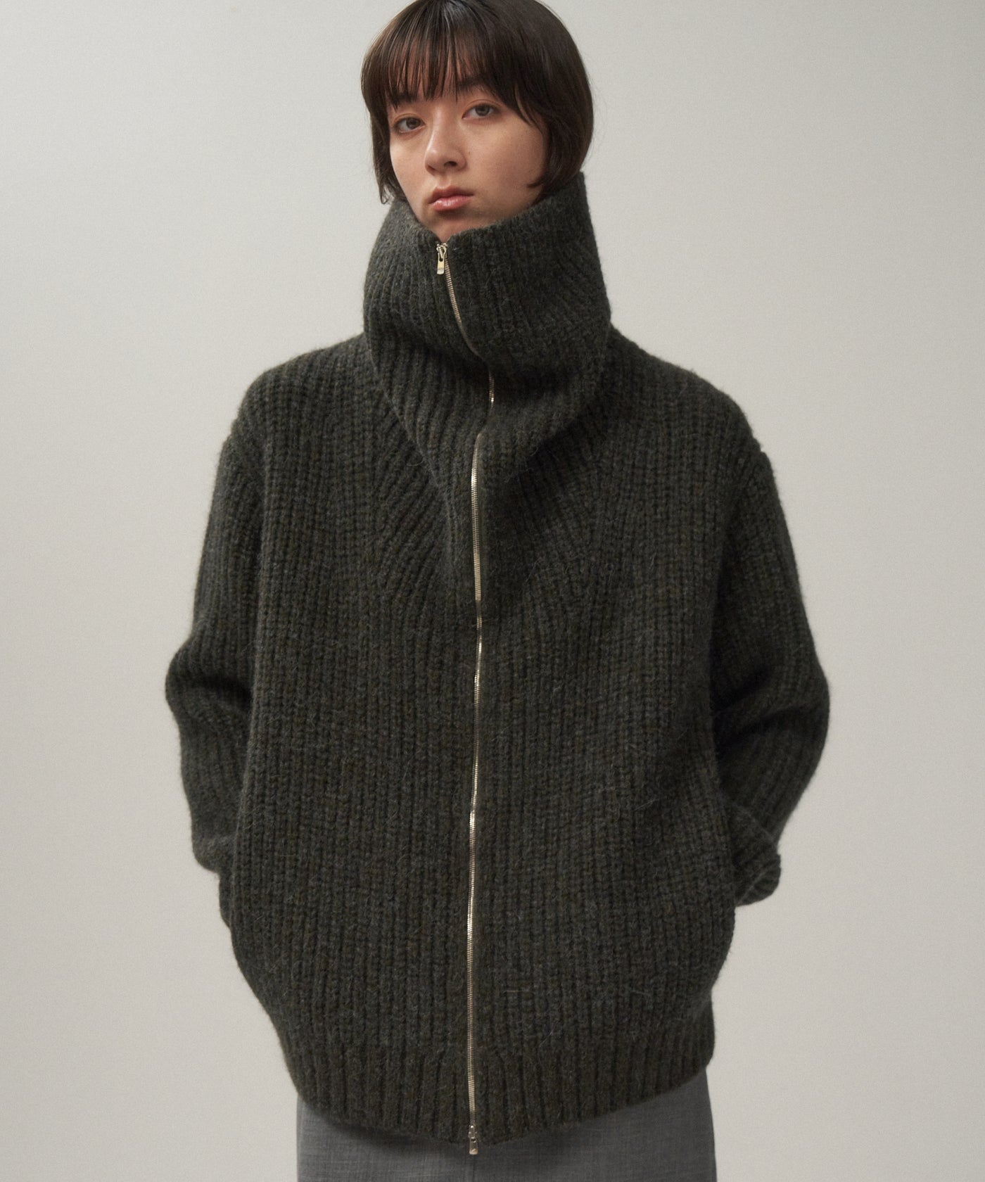 WOOL CASHMERE ALPACA | ZIPPER CARDIGAN – ATON | エイトン