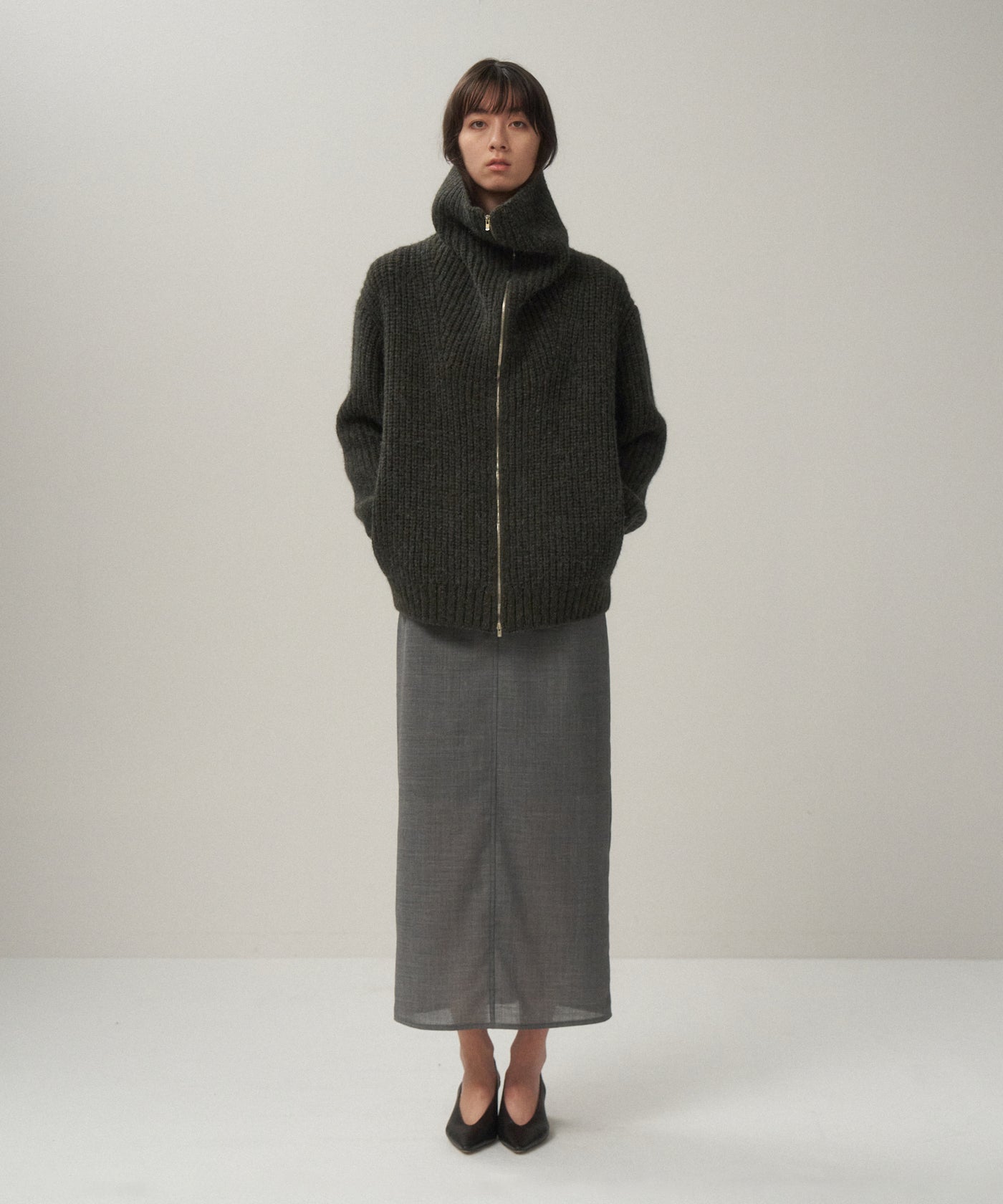 WOOL CASHMERE ALPACA | ZIPPER CARDIGAN – ATON | エイトン