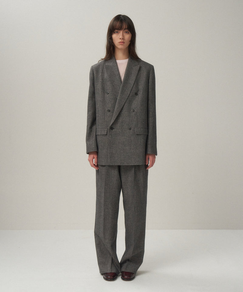 LINEN WOOL TWILL | TUCKED EASY PANTS