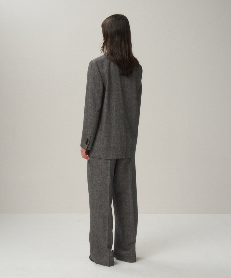LINEN WOOL TWILL | TUCKED EASY PANTS
