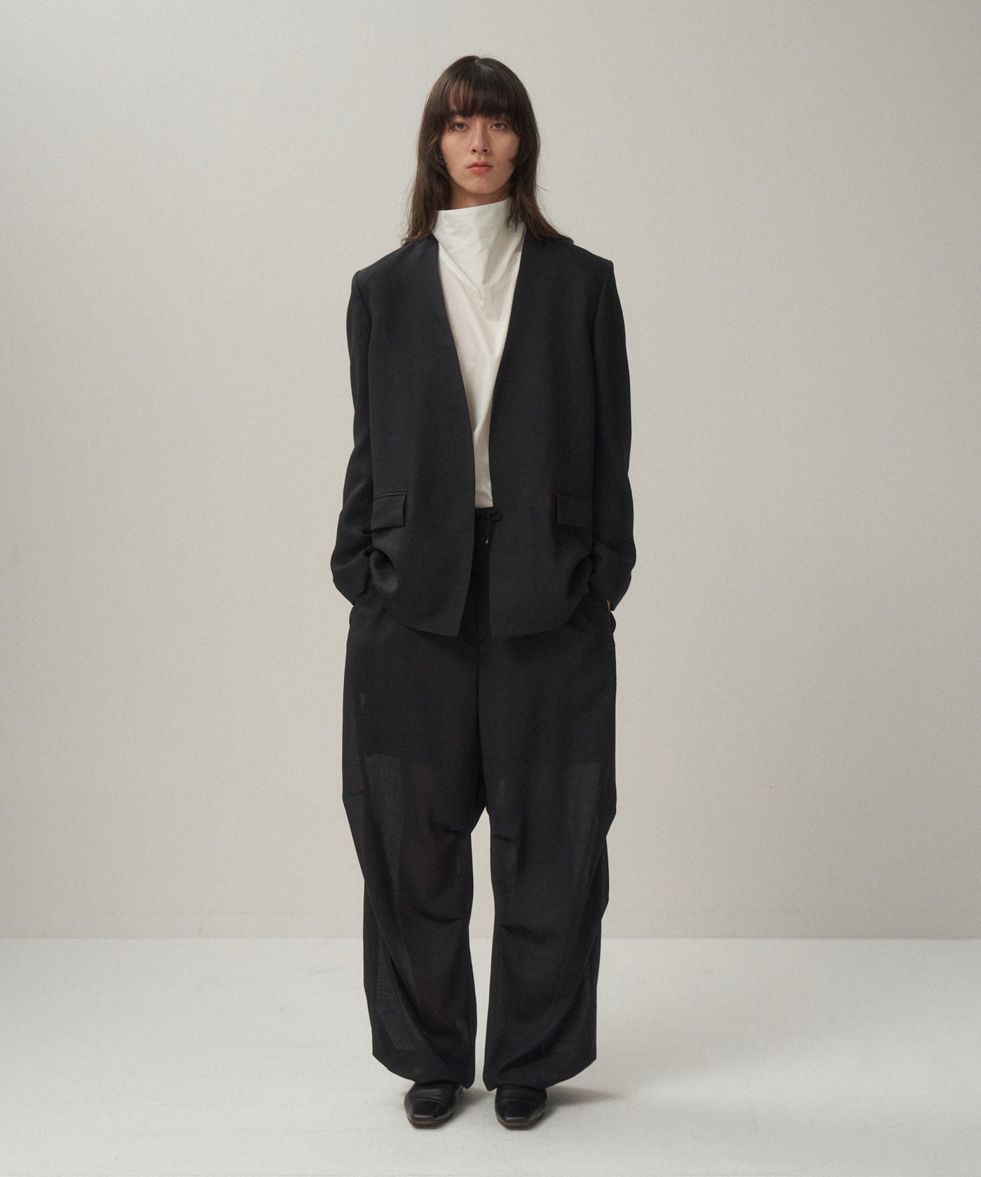 TECHNO WOOL ETERMIN | COLLARLESS JACKET – ATON | エイトン