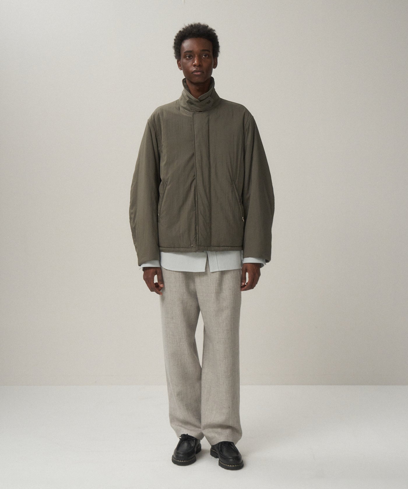 MAT AIRY NYLON | WOOL PADDED HARRINGTON JACKET – ATON | エイトン