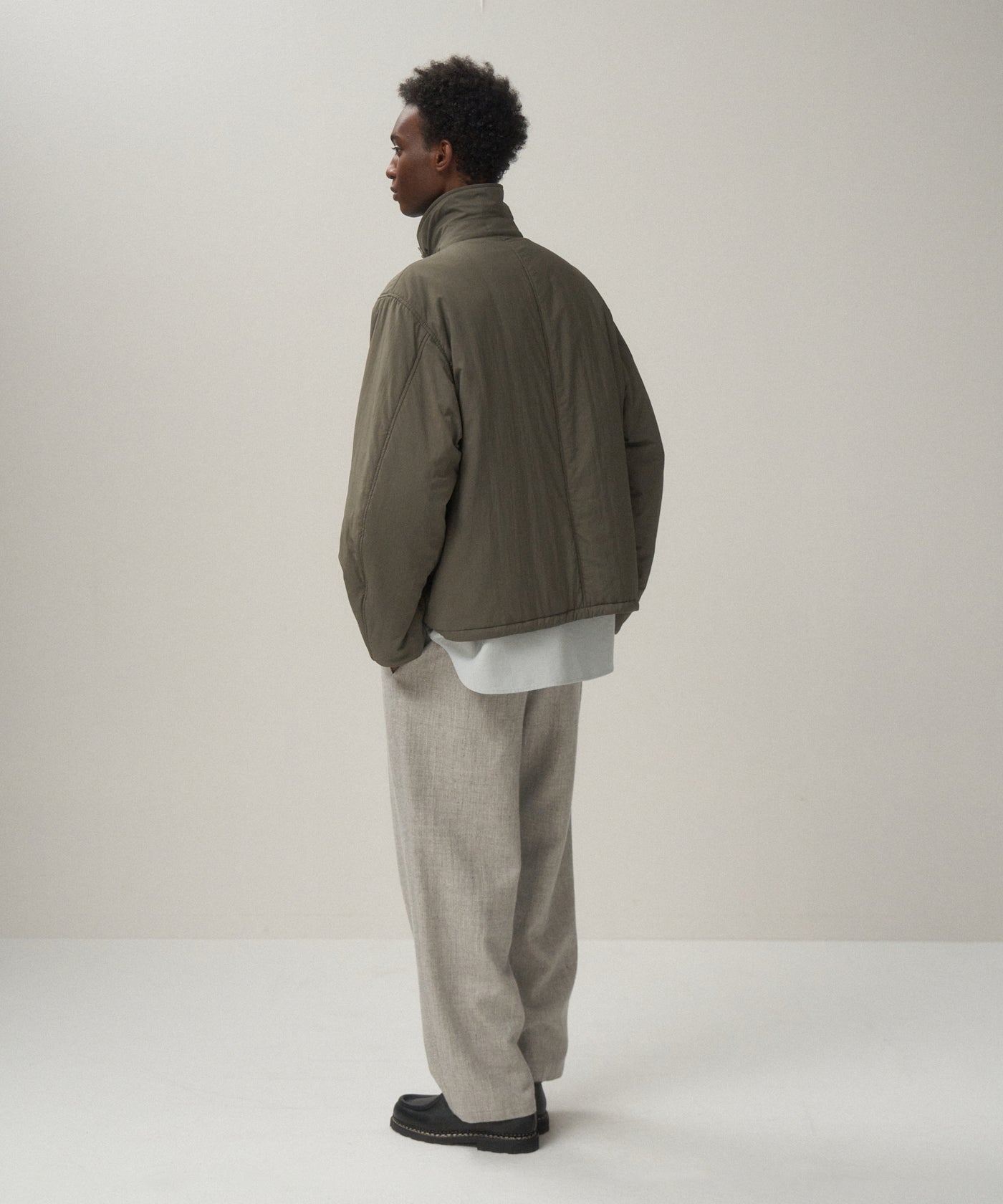 MAT AIRY NYLON | WOOL PADDED HARRINGTON JACKET – ATON | エイトン