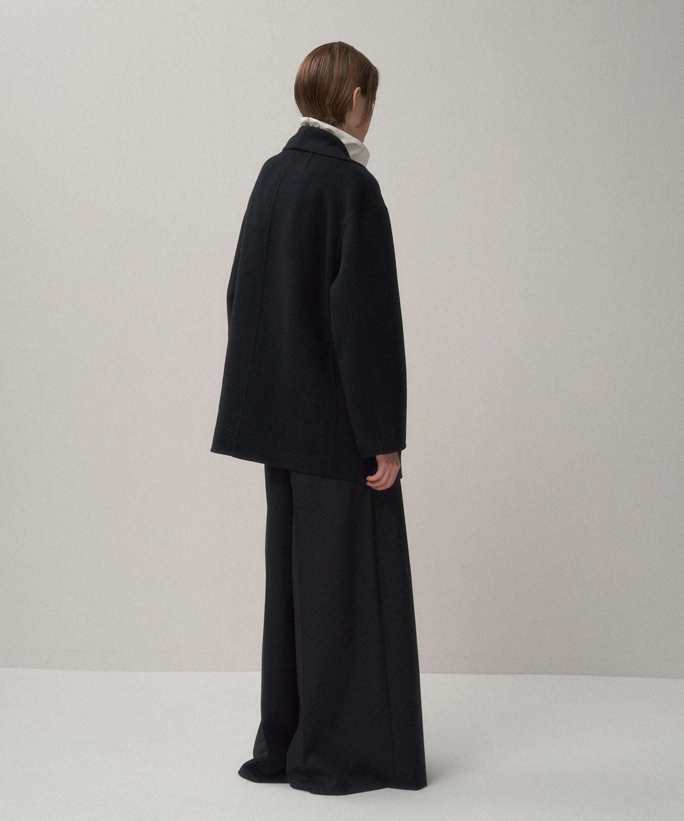 MERINO DOUBLE MELTON | SHAWL COLLAR SHORT COAT – ATON | エイトン