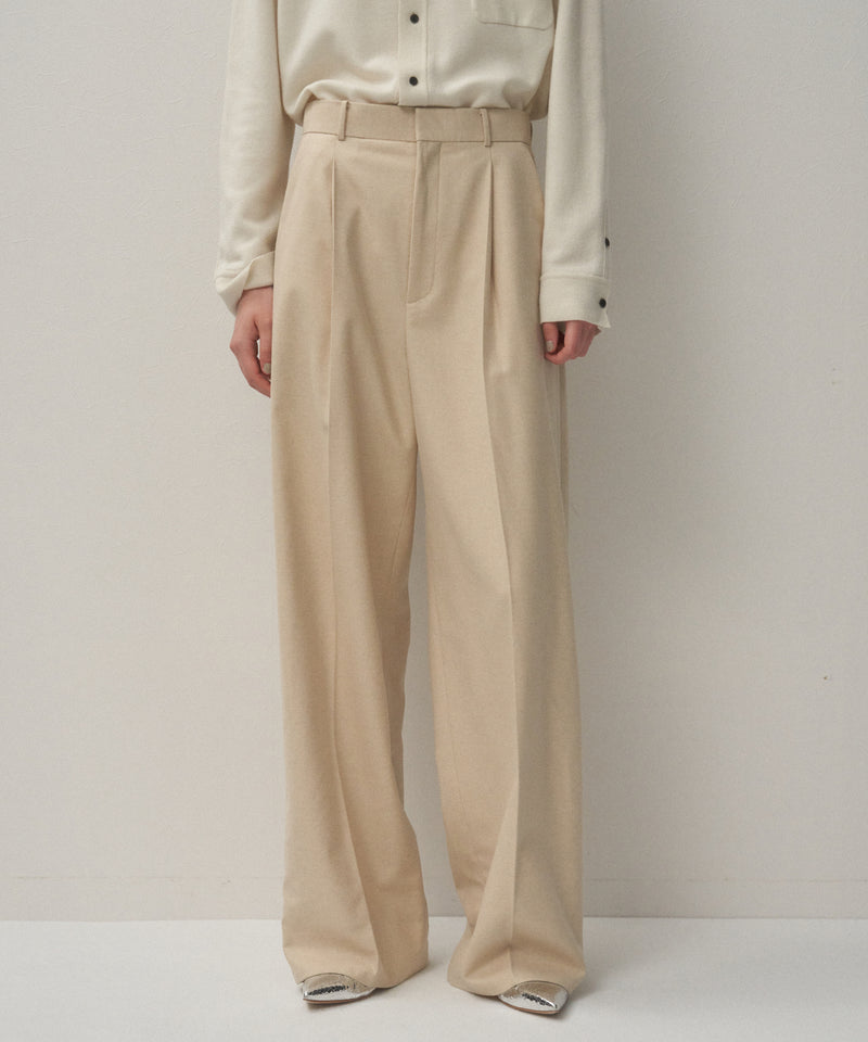 MERINO COLLEGE FLANNEL | TUCKED WIDE PANTS