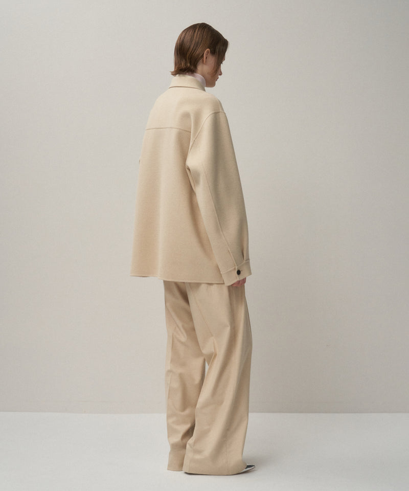 MERINO COLLEGE FLANNEL | TUCKED WIDE PANTS