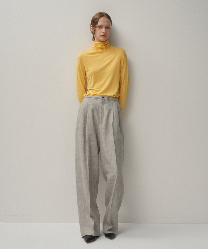 LINEN WOOL TWILL | TUCKED EASY PANTS