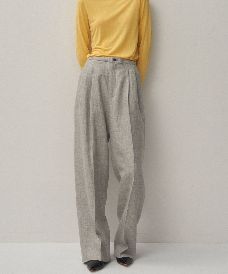 LINEN WOOL TWILL | TUCKED EASY PANTS