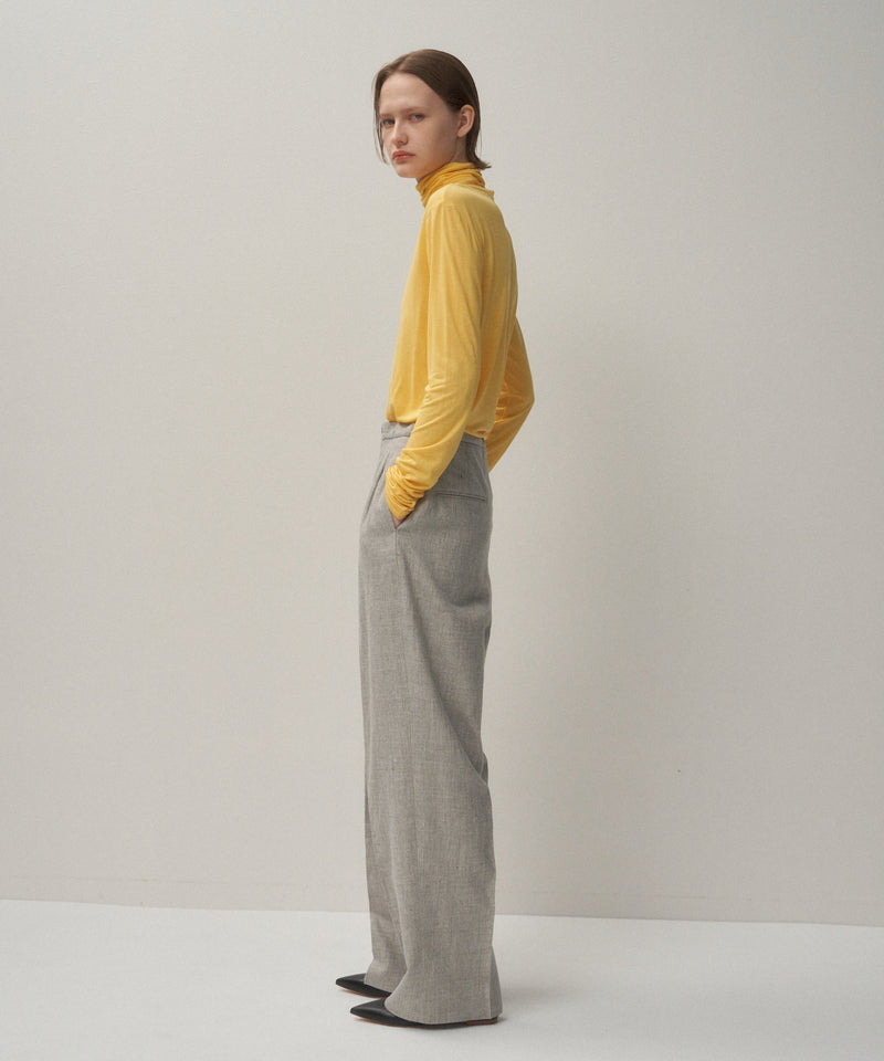 LINEN WOOL TWILL | TUCKED EASY PANTS