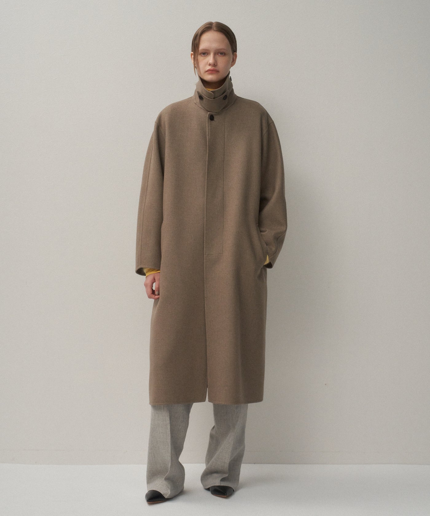 ATON SUPER 120S DOUBLE MELTON ノーカラーコート SUPER 120S DOUBLE MELTON | ノーカラーコート / ATON | ファッション