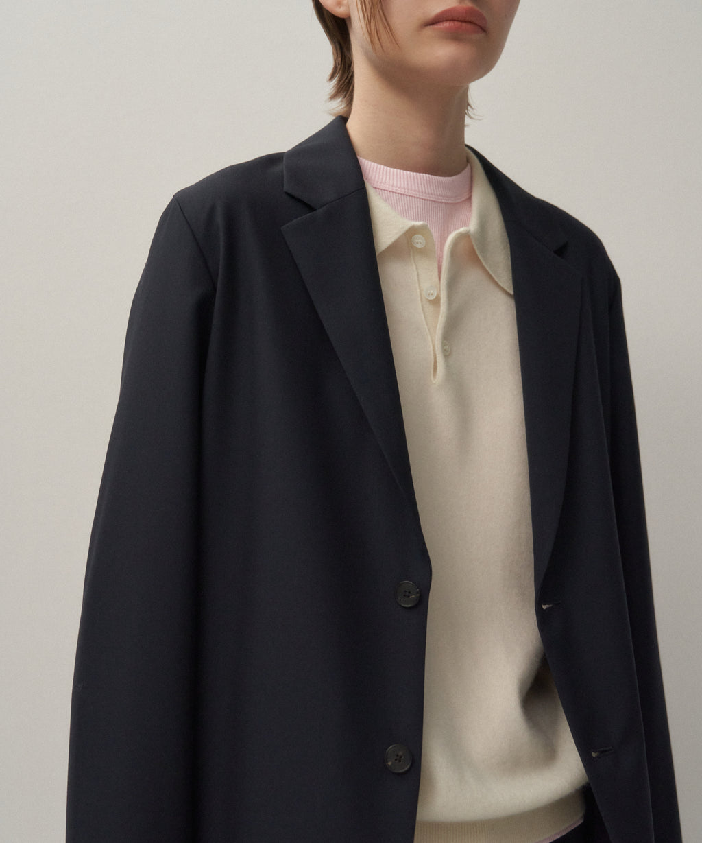 volume wool tailored coat charcoal gray | épine