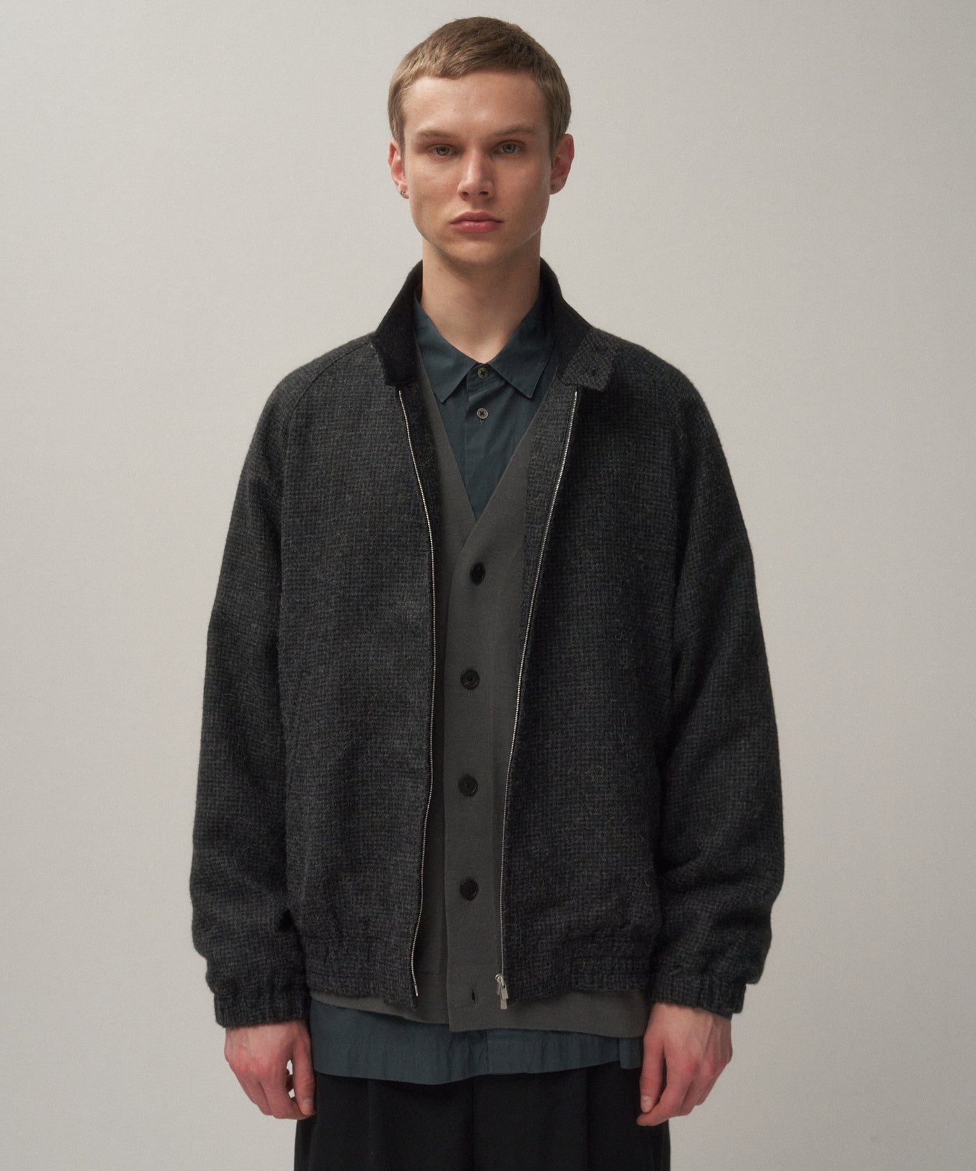 ATON HARRINGTON JACKET グレー ALPACA HOUND TOOTH | HARRINGTON JACKET – ATON | エイトン
