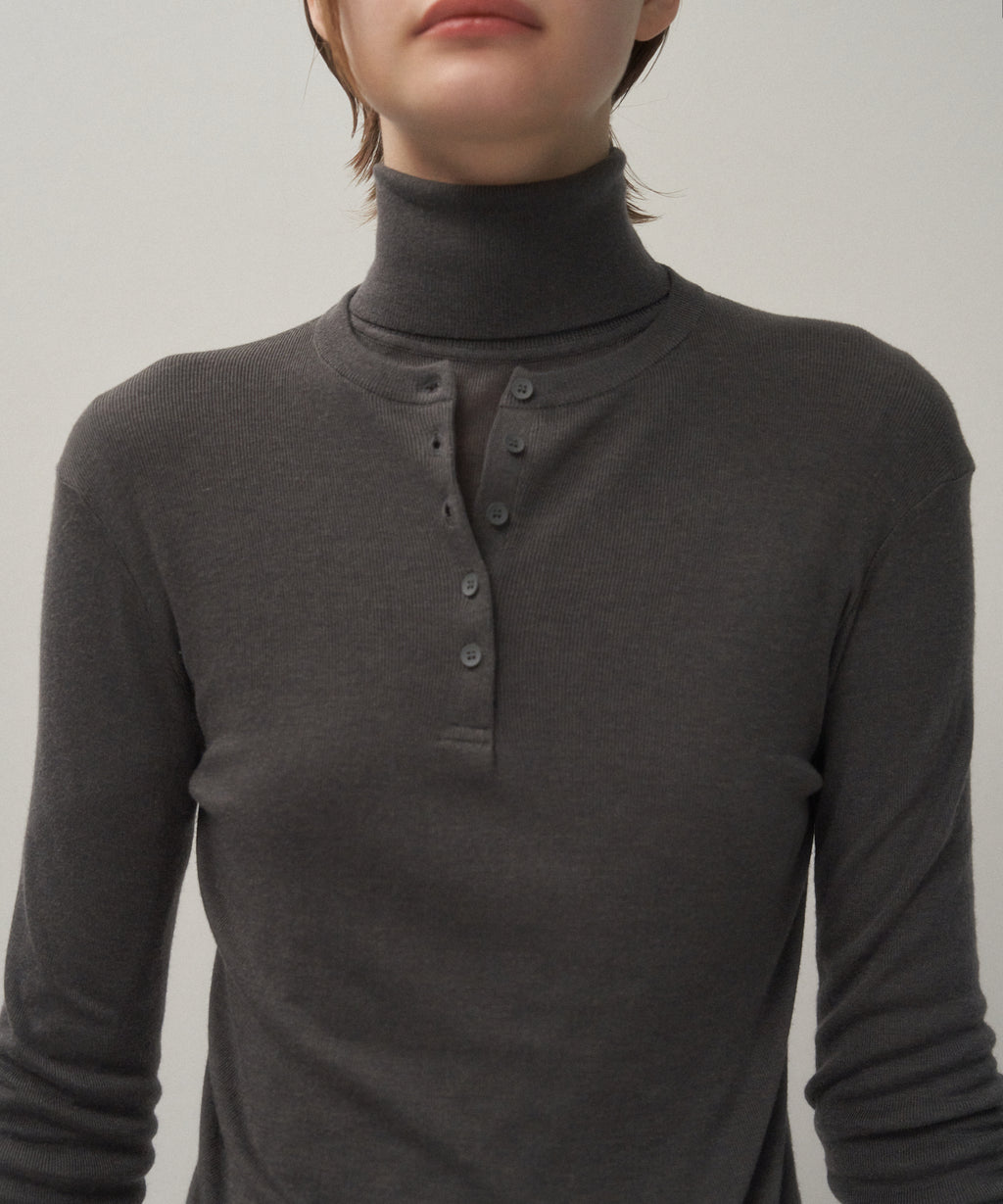 SILK BLENDED CIRCULAR RIB | HENRYNECK SWEATER – ATON | エイトン