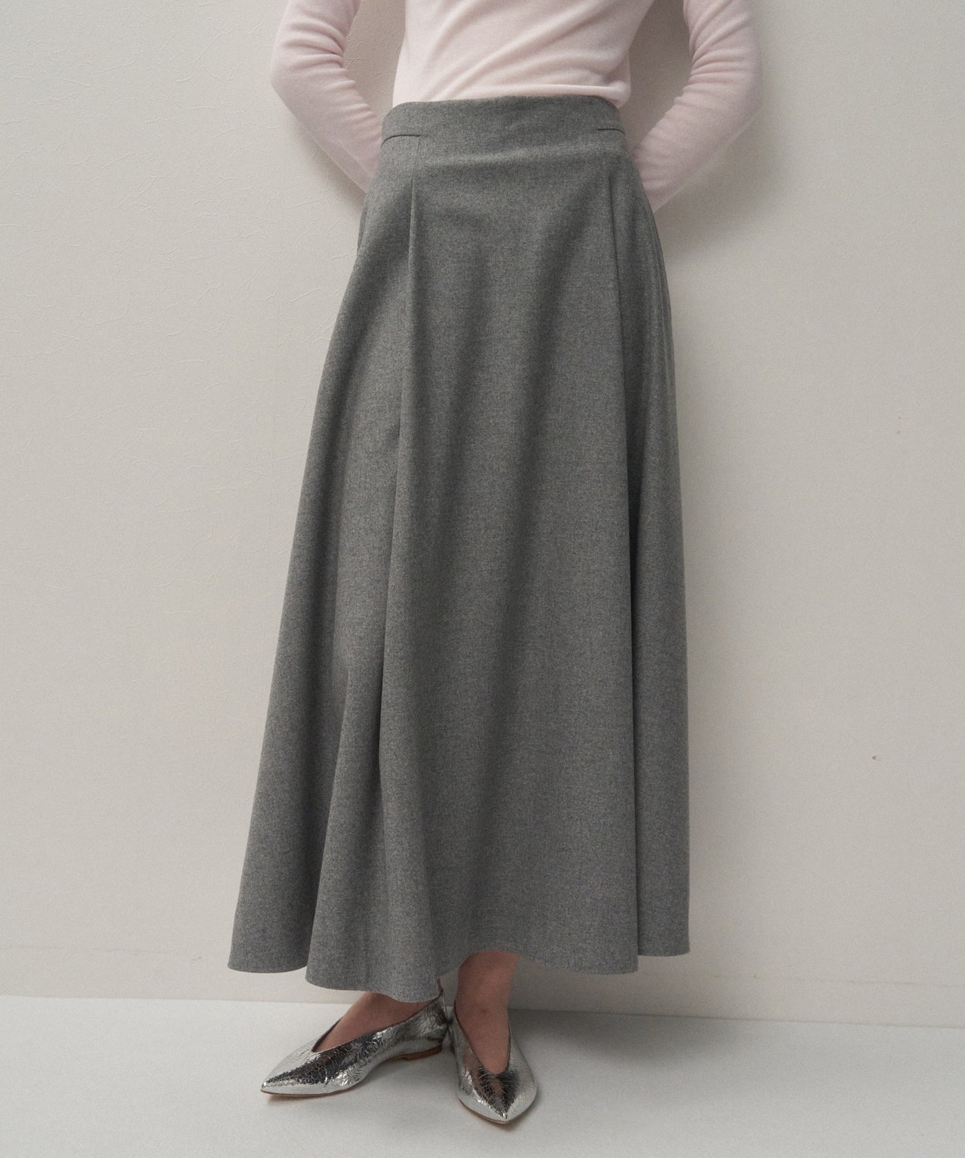 MERINO COLLEGE FLANNEL | FLARED SKIRT – ATON | エイトン
