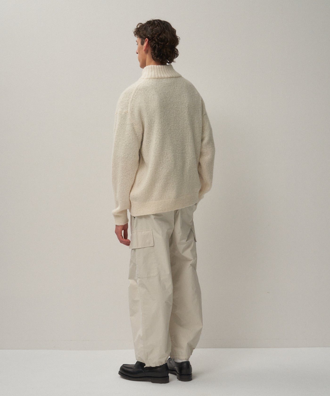 WOOL CASHMERE BOUCLE | HALF ZIP SWEATER – ATON | エイトン